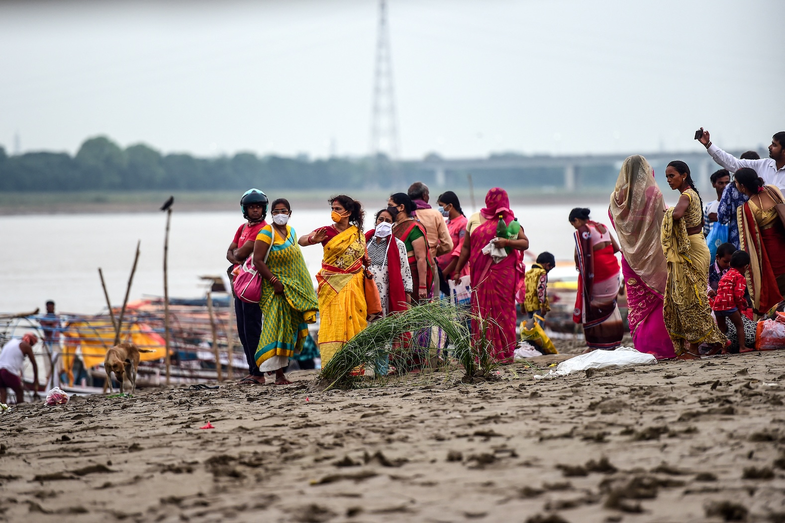 Hindu devotees perform rituals on the occasion of the Jitiya or Jivitputrika festival at the Sangam area in Allahabad on Sept. 10, 2020. (AFP/File)