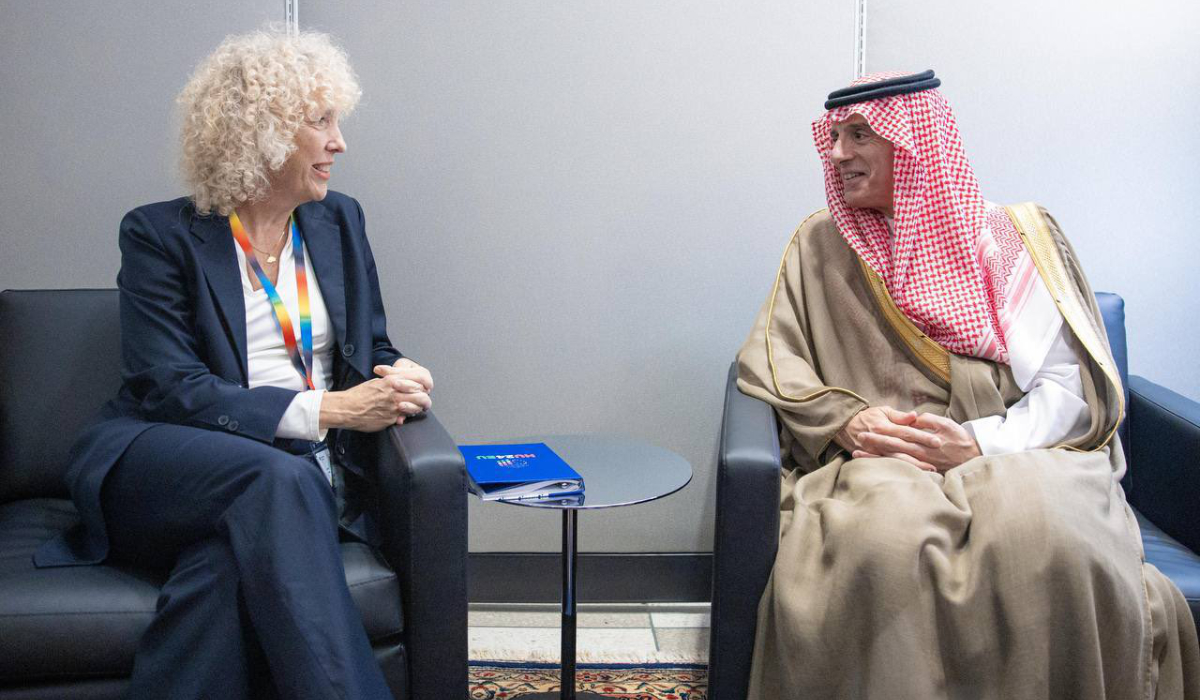 Adel Aljubeir holds talks with Jennifer Morgan in New York. (Supplied)