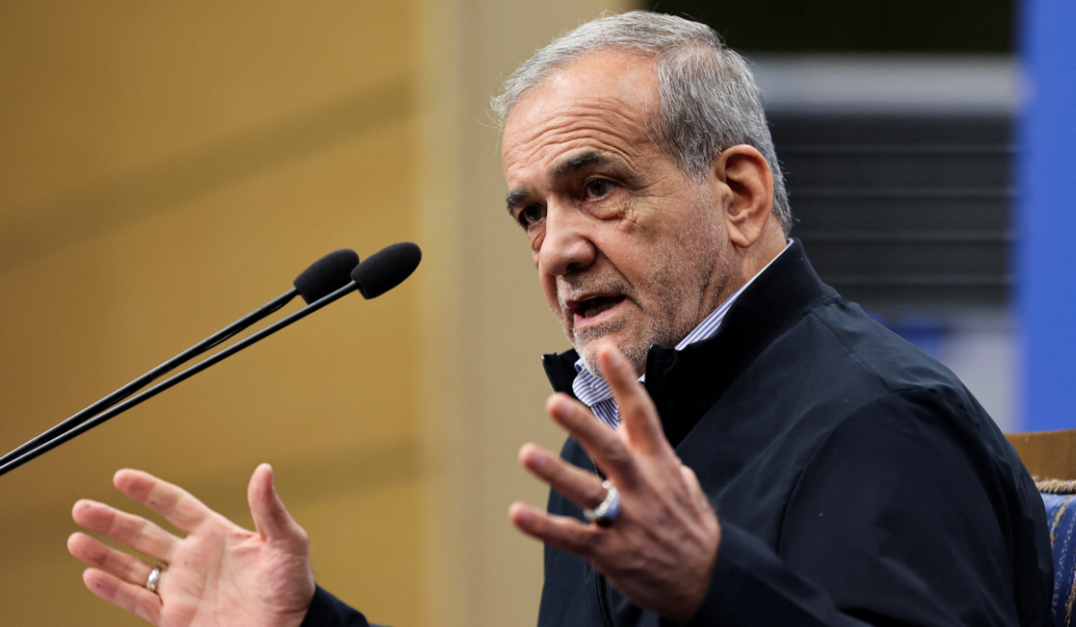 Iran's President Masoud Pezeshkian attends a press conference in Tehran, Iran, September 16, 2024. (REUTERS)