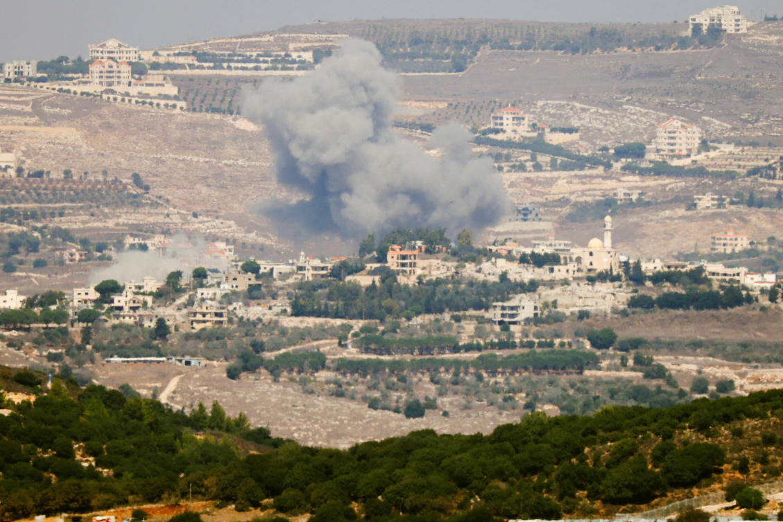 Smoke billows in Maroun al-Ras, Lebanon after an Israeli Air Force air strike, amid cross-border hostilities between Hezbollah and Israel, as seen from northern Israel. (File/Reuters)