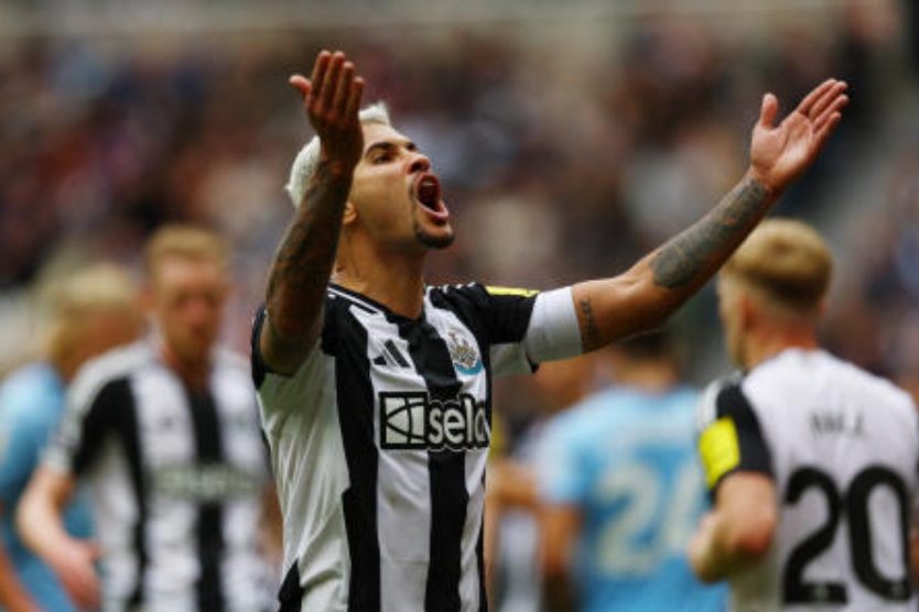Newcastle United’s Bruno Guimaraes reacts after their Premier League match against Manchester City at St. James’ Park, Newcastle, on Sept. 28, 2024. (Reuters)