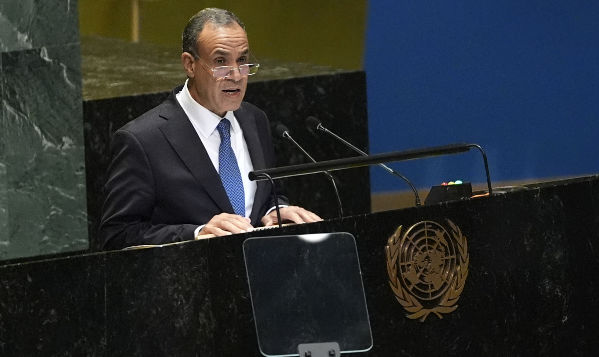 Egypt's Minister for Foreign Affairs Badr Ahmed Mohamed Abdelatty addresses the 79th session of the United Nations General Assembly, Saturday, Sept. 28, 2024. (AP)