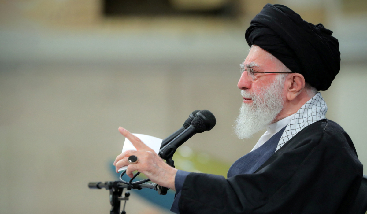Iran's Supreme Leader Ayatollah Ali Khamenei speaks during a meeting with members of the Air Force in Tehran, Iran February 5, 2024. (REUTERS)