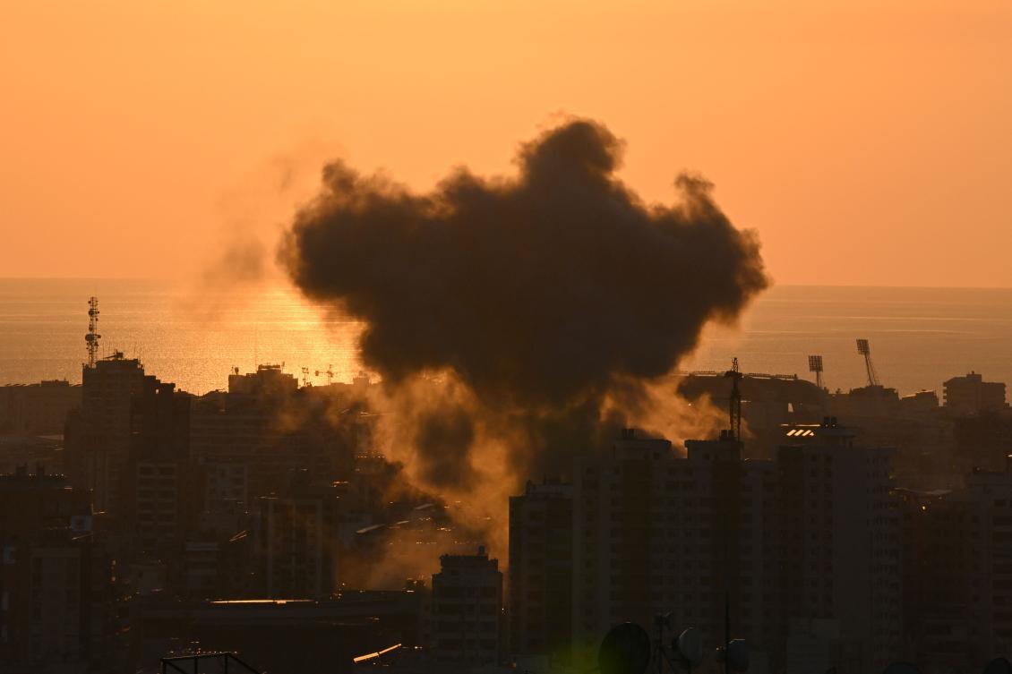Smoke rises from the site of an Israeli airstrike on the Shiyah neighbourhood of Beirut's southern suburbs. (File/AFP)