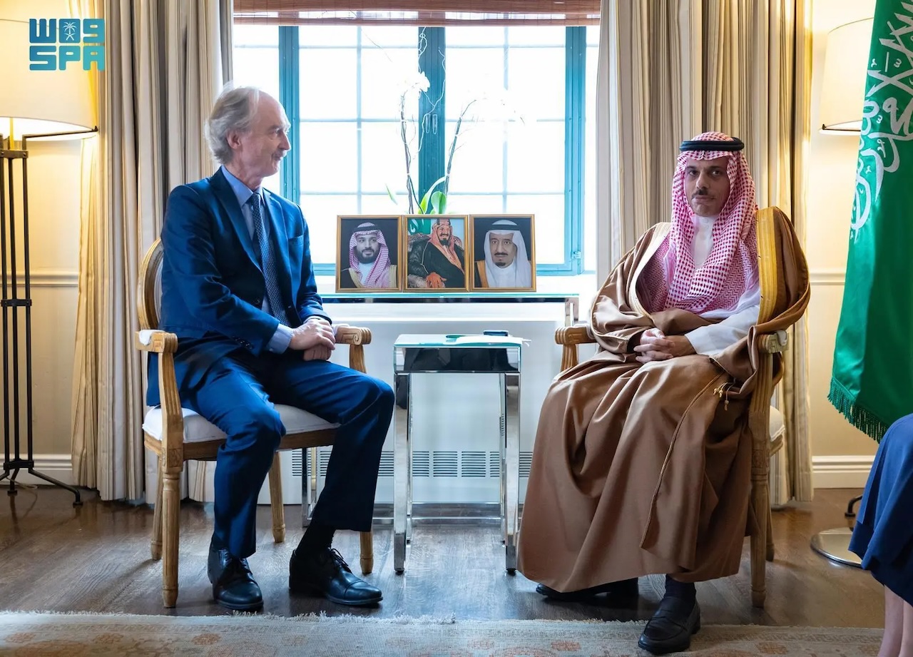 The two discussed cooperation between Saudi Arabia and the UN on the Syrian issue. (SPA)