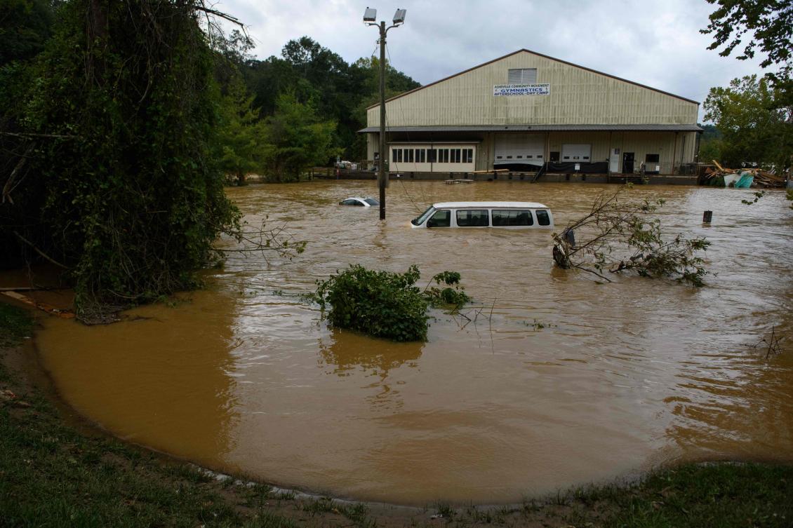 Heavy rains from Hurricane Helene caused record flooding and damage in Asheville, North Carolina. (AFP)
