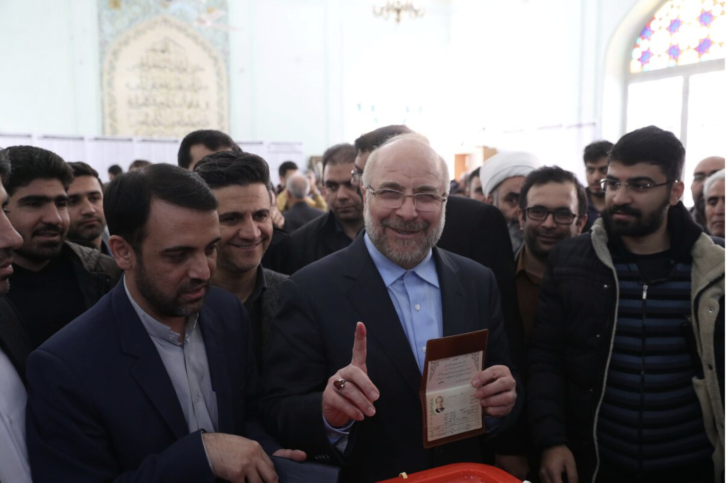 Mohammad Baqer Qalibaf, a parliamentary candidate, casts his vote at a mosque in downtown Tehran, Iran. (File/Reuters)