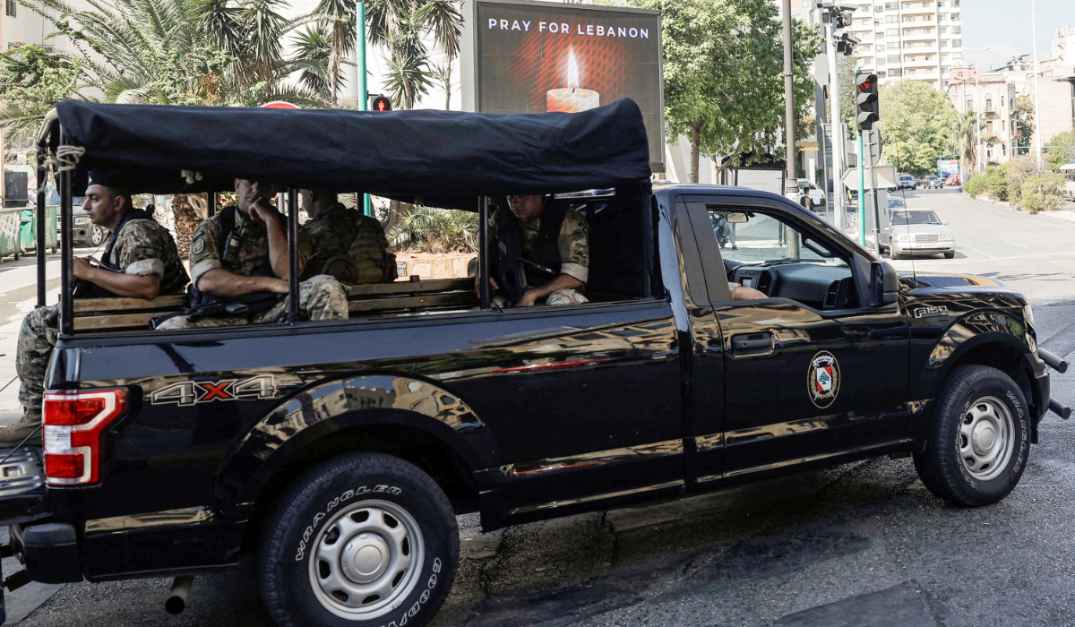 Lebanese army patrols in central Beirut, following the killing of Lebanon's Hezbollah leader Sayyed Hassan Nasrallah in an Israeli air strike, in Beirut, Lebanon, September 29, 2024. (REUTERS)