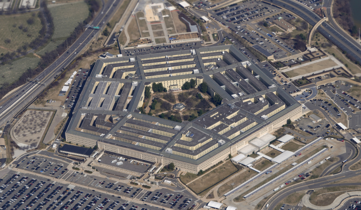 The Pentagon is seen from Air Force One as it flies over Washington, March 2, 2022. (AP file photo)