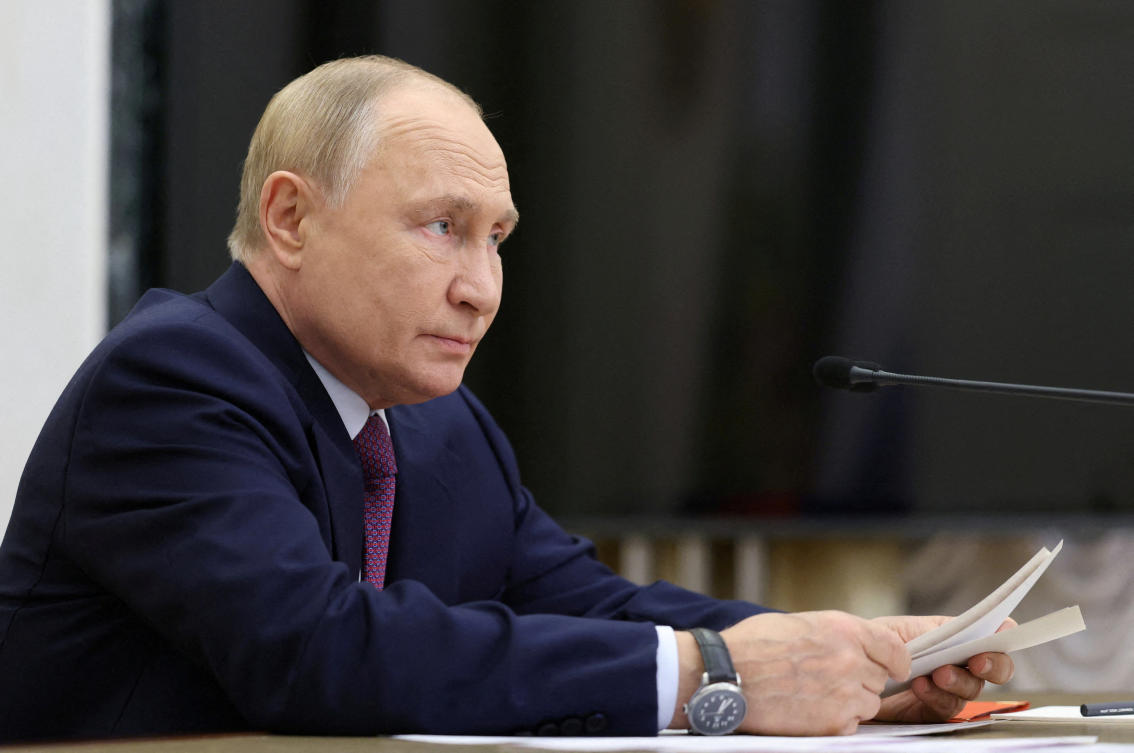 FILE PHOTO: Russia's President Vladimir Putin chairs a meeting of the Security Council on the subject of nuclear deterrence in Moscow, Russia September 25, 2024. (Sputnik/Alexander Kazakov/Kremlin via Reuters)