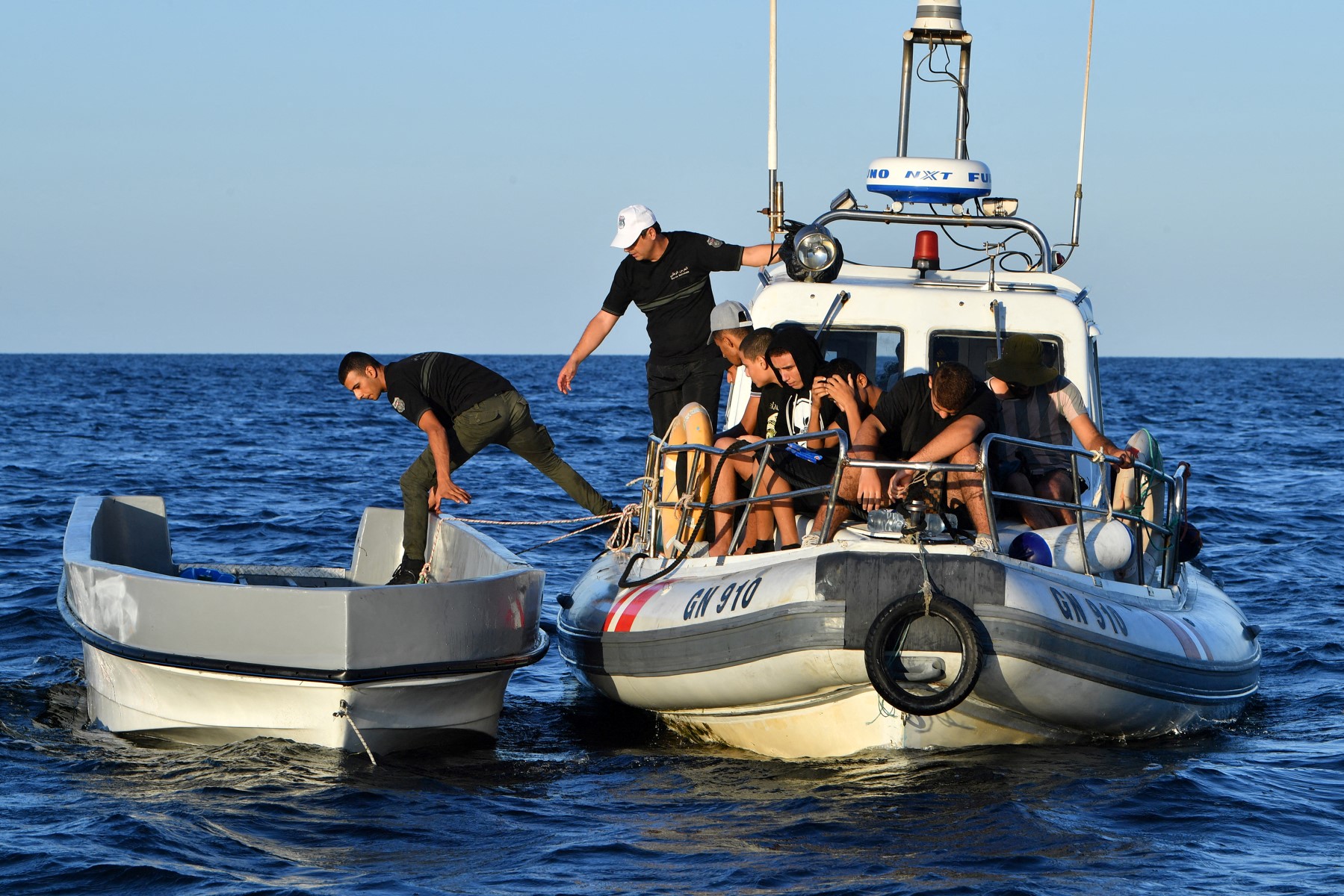 Tunisian coast guards patrol the area off Tunisia's northern town of Bizerte on March 30, 2017. (File/AFP)