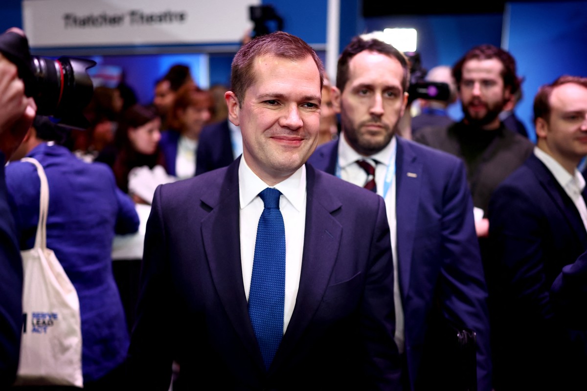 Leadership candidate Robert Jenrick attends the second day of the annual Conservative Party Conference in Birmingham, central England, on September 30, 2024. (AFP)