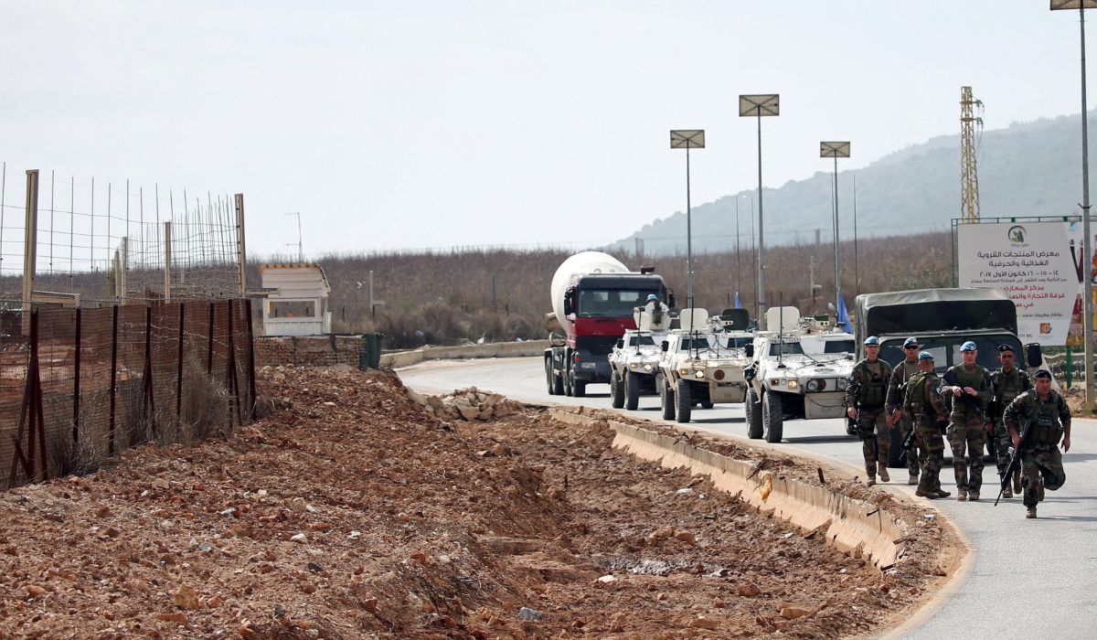 Peacekeepers from the United Nations Interim Force in Lebanon (UNIFIL) and Lebanese army members are seen near the border with Israel near the village of Kfar Kila, Lebanon February 10, 2018. (REUTERS)