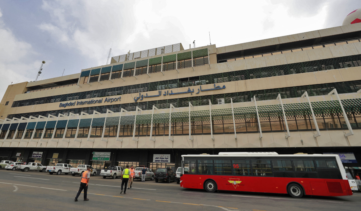 This picture shows the entrance of Baghdad International Airport on March 14, 2023 in Baghdad. (AFP)