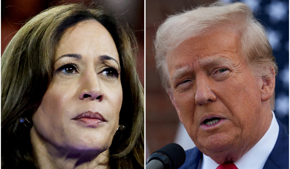 U.S. Vice President Kamala Harris in Milwaukee and former U.S. President Donald Trump in Bedminster. (REUTERS)