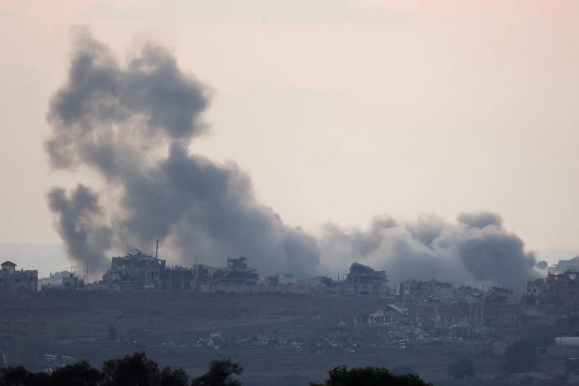 Smoke rises after an explosion in Gaza, seen from the Israel-Gaza border, amid the Israel-Hamas conflict, Sept. 3, 2024. (Reuters)