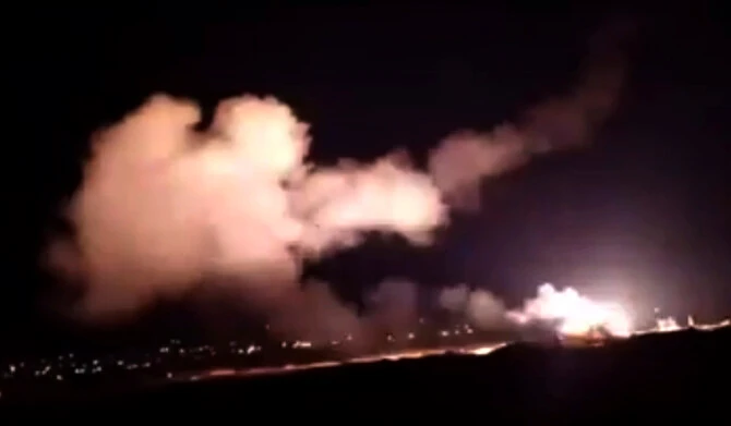 This frame grab from a video provided by the Syrian official news agency SANA shows missiles flying into the sky near Damascus, Syria, Tuesday, Dec. 25, 2018. (AFP)