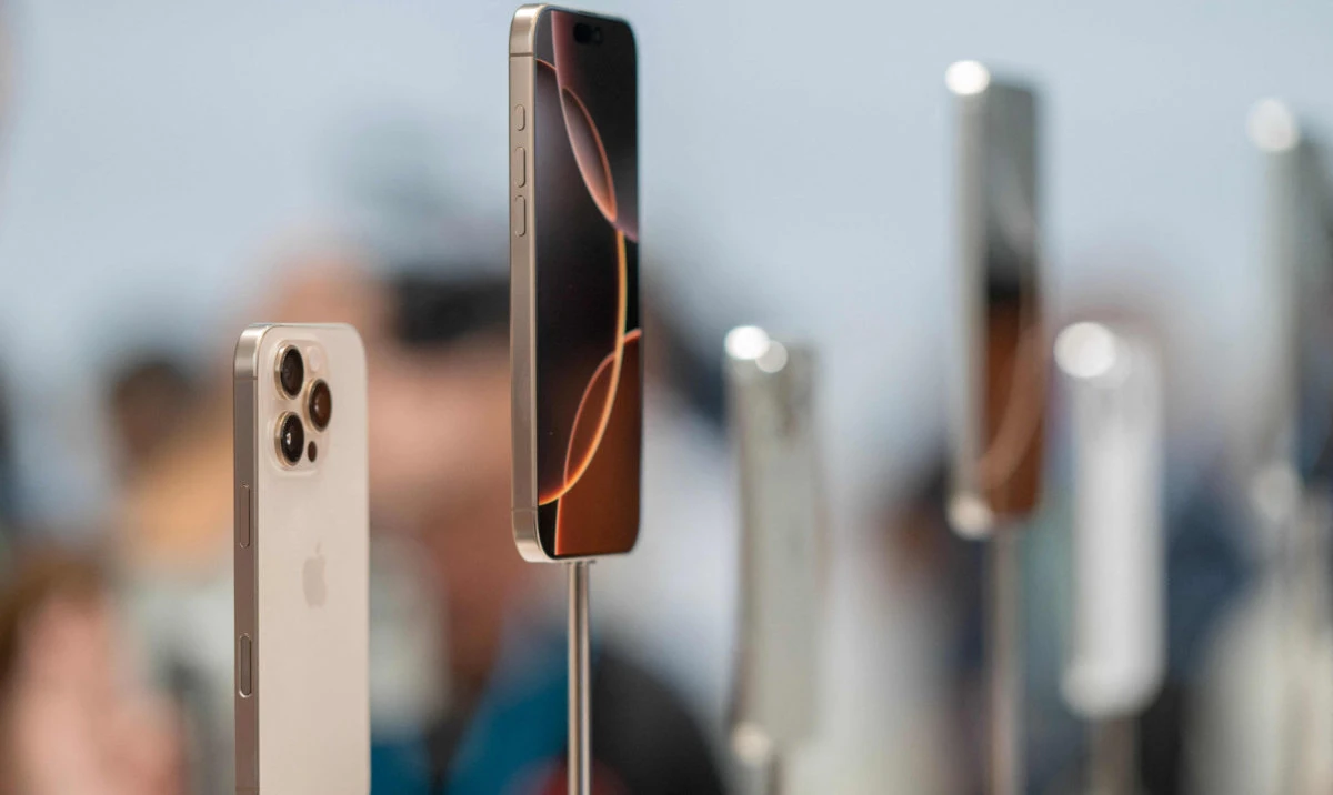 Apple iPhone 16 models are displayed following Apple's "It's Glowtime" event in Cupertino, California, September 9, 2024. (AFP)