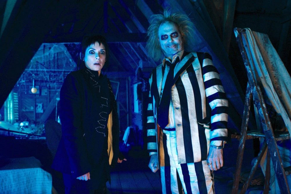Winona Ryder and Michael Keaton in ‘Beetlejuice Beetlejuice.’ (Supplied)