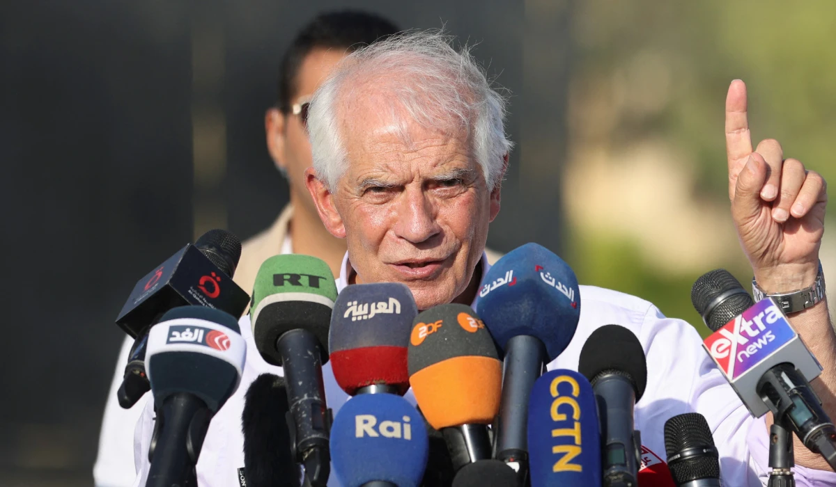 EU High Representative for Foreign Affairs and Security Policy Josep Borrell speaks during a visit to the Rafah border crossing between Egypt and the Gaza Strip, amid the ongoing conflict in Gaza between Israel and Hamas, in Rafah, Egypt September 9, 2024. (REUTERS)