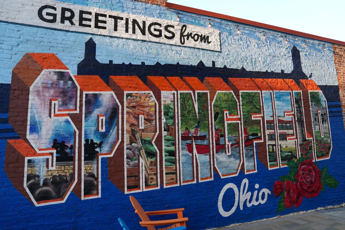 A mural adorns a wall in the city of Springfield, Ohio, on September 11, 2024. (REUTERS)