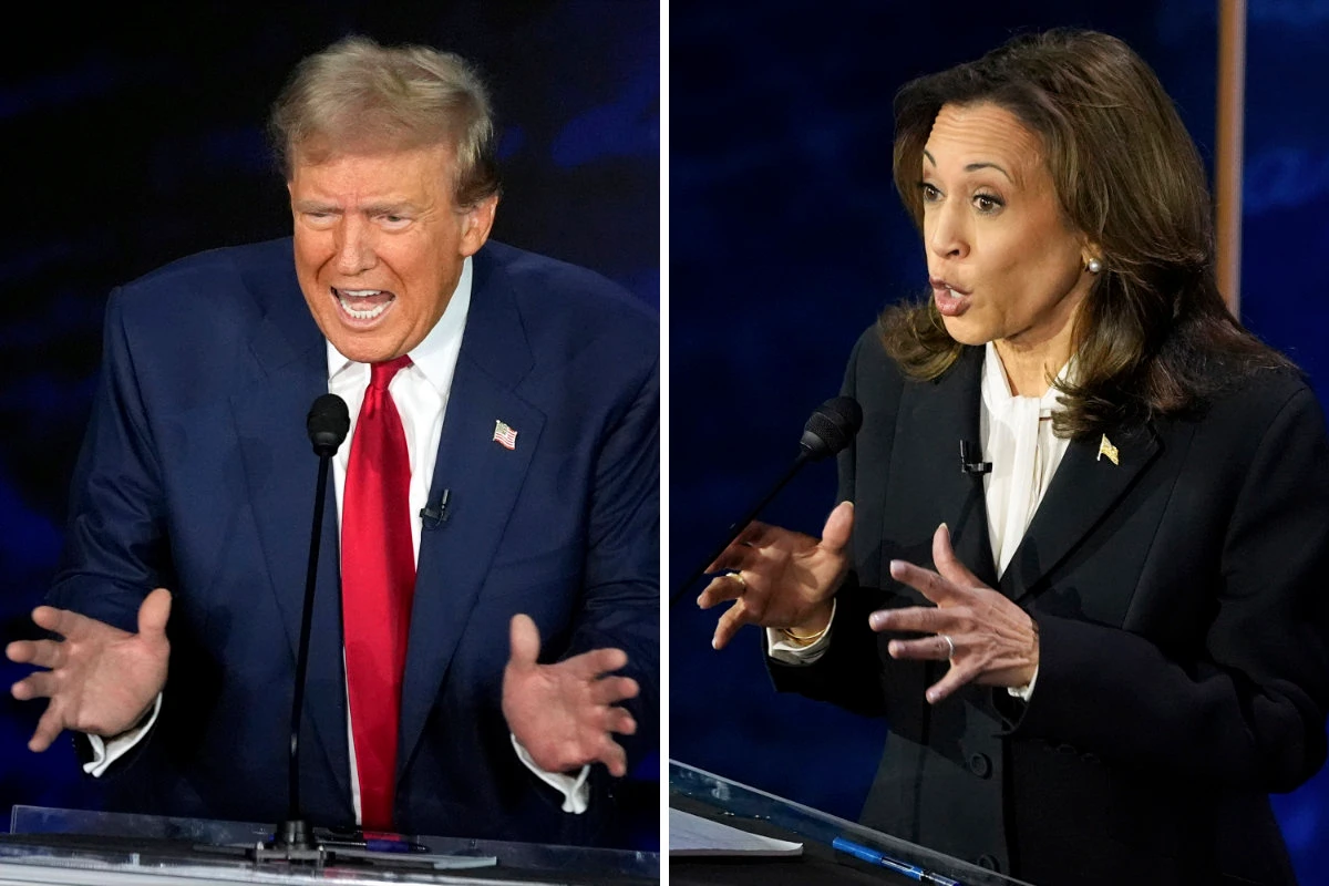 Republican presidential nominee former President Donald Trump, left, and Democratic presidential nominee Vice President Kamala Harris during the ABC News presidential debate on Sept. 10, 2024, in Philadelphia. (AP)