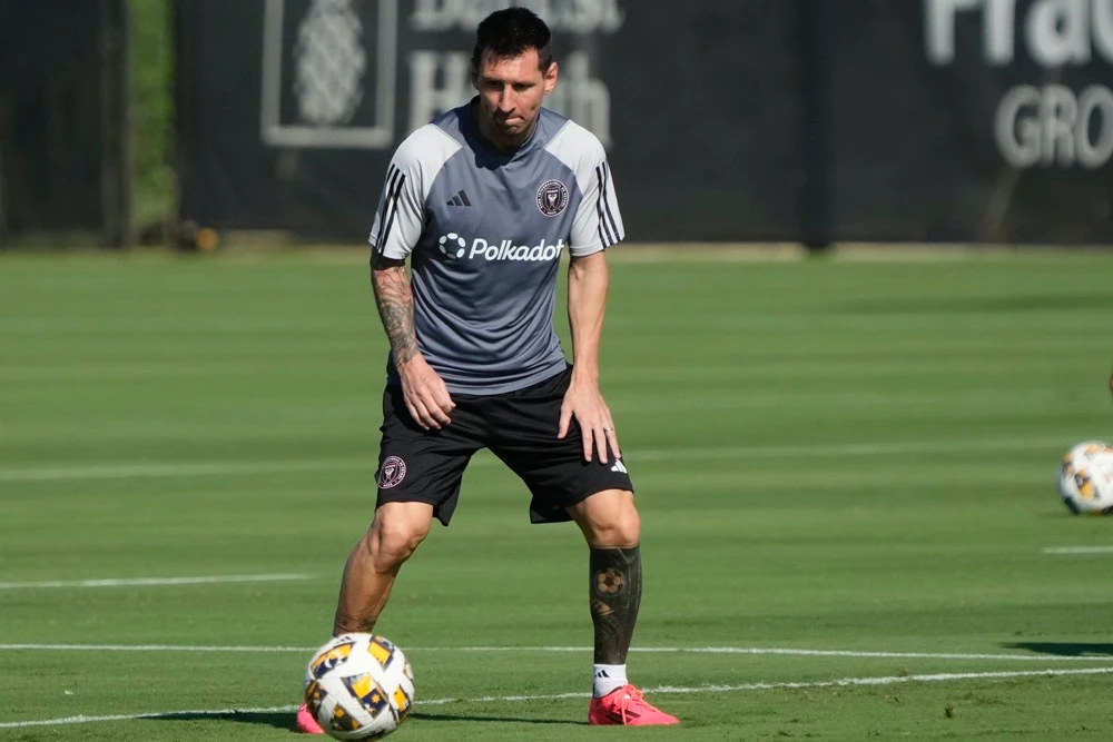 Inter Miami forward Lionel Messi at training on Friday. (AP)
