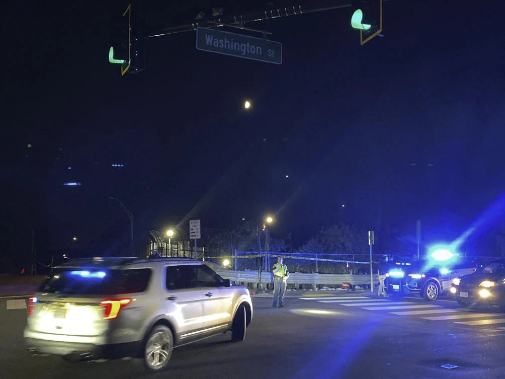 Police respond after a shooting at a pro-Israel rally in the Boston suburb of Newton, Mass., on Sept. 12, 2024. (AP)