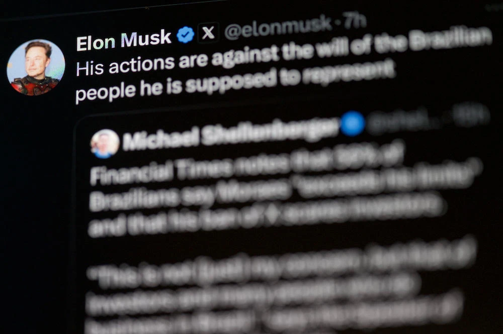 Elon Musk, a self-described ‘free speech absolutist,’ has clashed with politicians and digital rights groups worldwide, including in the European Union. (AFP)