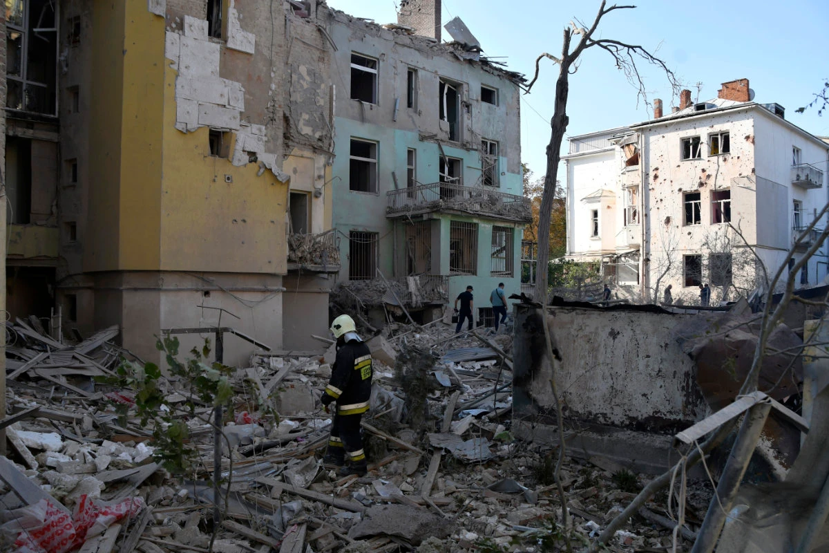 Rescuers search for victims in an apartment building destroyed by Russian missile attack in centre Lviv, western Ukraine, on Sept. 4, 2024. (AP)