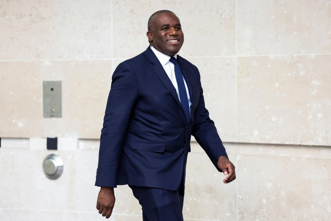 Britain's Foreign Secretary David Lammy walks outside the BBC Broadcasting House, after his appearance on 'Sunday with Laura Kuenssberg', in London, Britain, September 15, 2024. (Reuters)