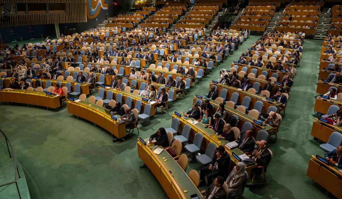 A general view shows the 79th session of the United Nations General Assembly, Tuesday, Sept. 10, 2024. (AP)