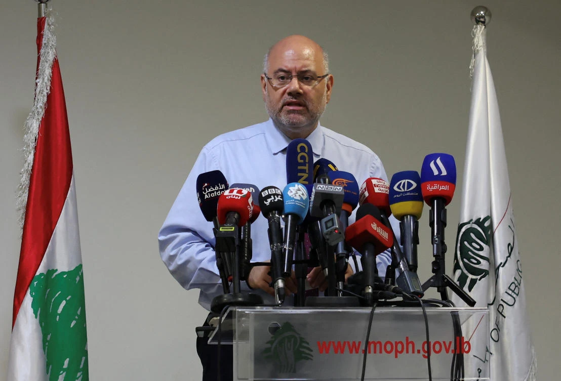 Lebanese caretaker Health Minister Firass Abiad speaks during a press conference in Beirut on Sept. 17, 2024. (File/Reuters)