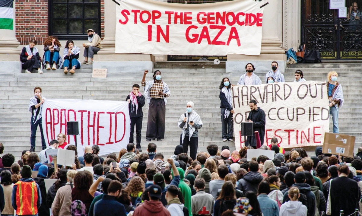People gather at Harvard University to show their support for Palestinians in Gaza at a rally in Cambridge, Massachusetts, on Oct. 14, 2023. (AFP/File)
