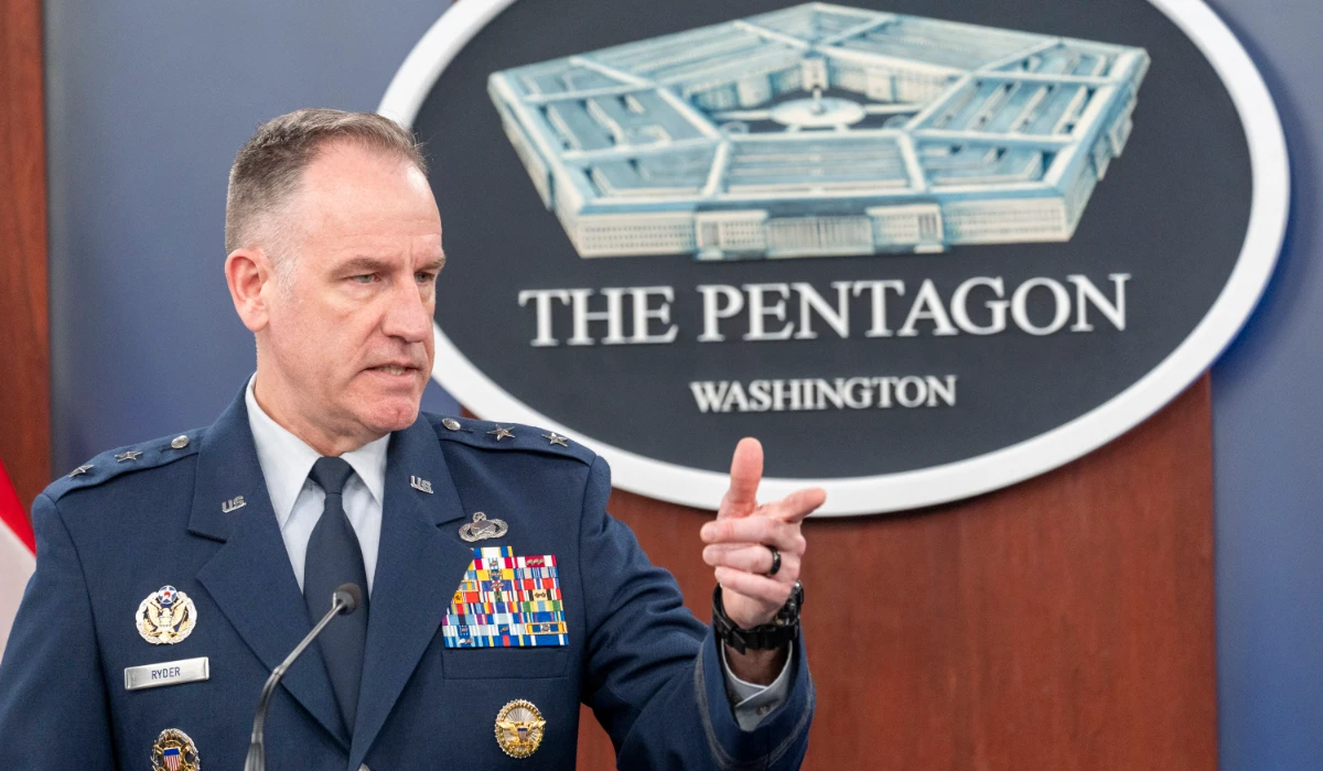 Pentagon spokesman U.S. Air Force Maj. Gen. Patrick Ryder speaks during a media briefing at the Pentagon, Feb. 26, 2024, in Washington. (AP)