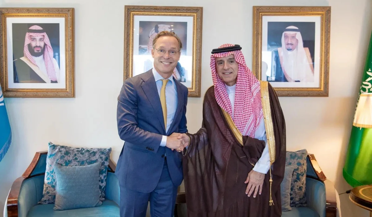 Prince Jaime of Bourbon-Parma (L) Adel Al-Jubeir in New York. (SPA)