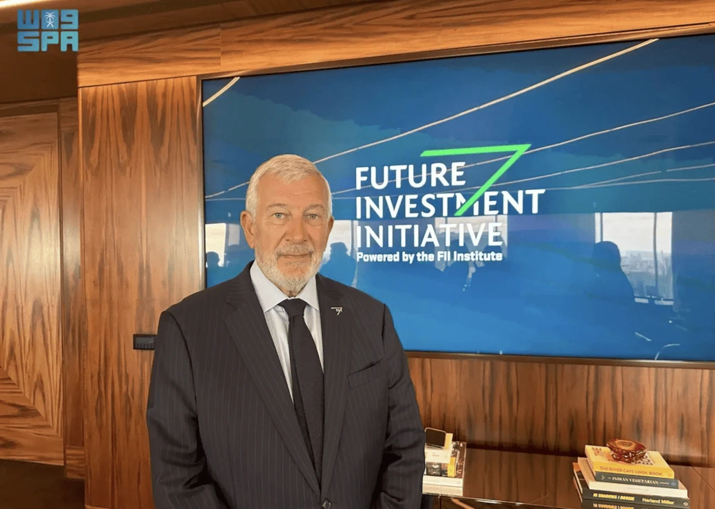 Richard Attias, CEO and board member of the FII, at a media briefing in New York. SPA