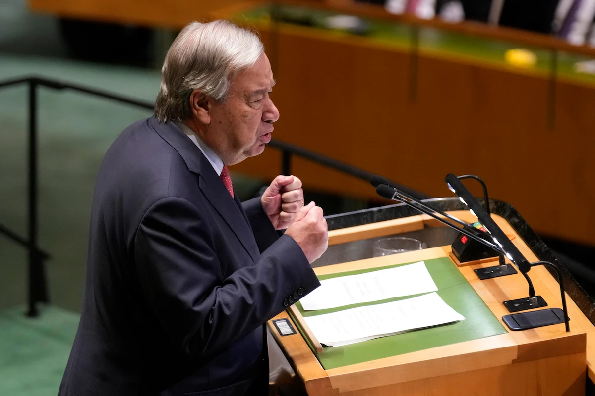 United Nations Secretary-General Antonio Guterres addresses the 79th session of the United Nations General Assembly, Tuesday, Sept. 24, 2024. (AP)