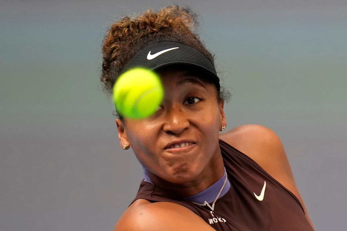 Japan's Naomi Osaka eyes a ball from Italy's Lucia Bronzetti during the China Open tennis tournament at the National Tennis Center in Beijing Wednesday. (AP)