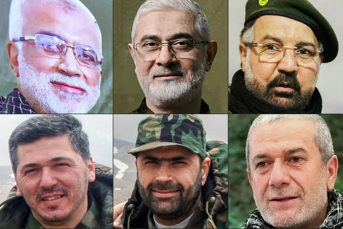 This combination of file pictures created on September 26, 2024, shows Hezbollah commanders killed in Israeli strikes in recent months (CLOCKWISE) Ibrahim Mohammed Kobeissi, Ibrahim Aqil, Fuad Shukr, Mohammed Naameh Nasser, Wissam Tawil and Sami Abdallah on unspecified dates and in unknown locations.(AFP)