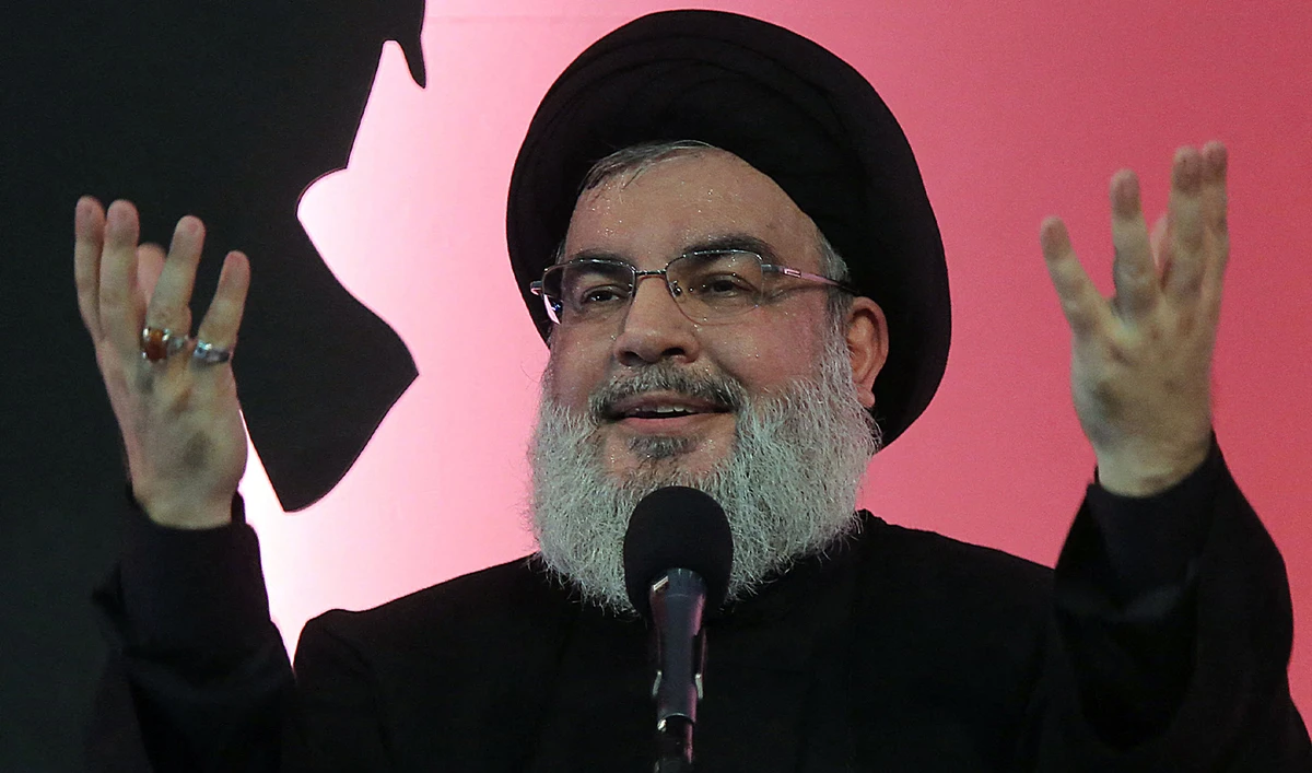Hassan Nasrallah, the head of Lebanon's militant Shiite Muslim movement Hezbollah, speaks during a ceremony in a southern suburb of the capital Beirut on October 11, 2016. (AFP)