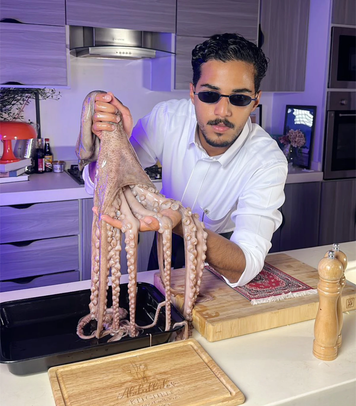 Abdullah Sharbatly’s content is not for the fainthearted; it might be triggering for vegans as he often films live animals including ducks, rabbits and goats before cooking them. (Supplied)
