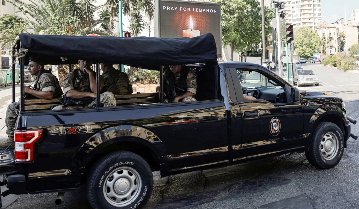 Lebanese army patrols in central Beirut, following the killing of Lebanon's Hezbollah leader Sayyed Hassan Nasrallah in an Israeli air strike, in Beirut, Lebanon, September 29, 2024. (REUTERS)