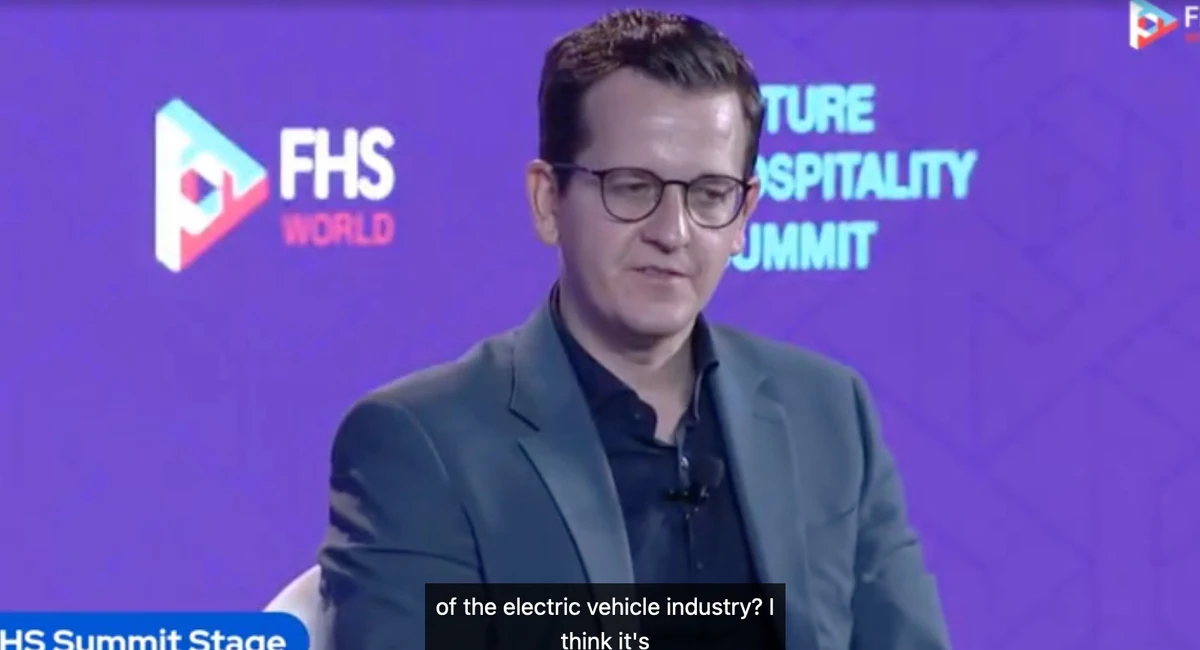 EVUM Motors CEO Martin Soltes speaks at the Future Hospitality Summit in Madinat Jumeirah.