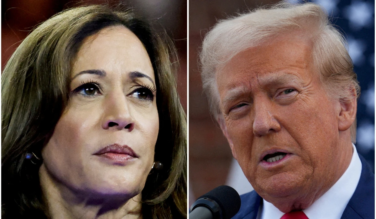 U.S. Vice President Kamala Harris in Milwaukee and former U.S. President Donald Trump in Bedminster. (REUTERS)