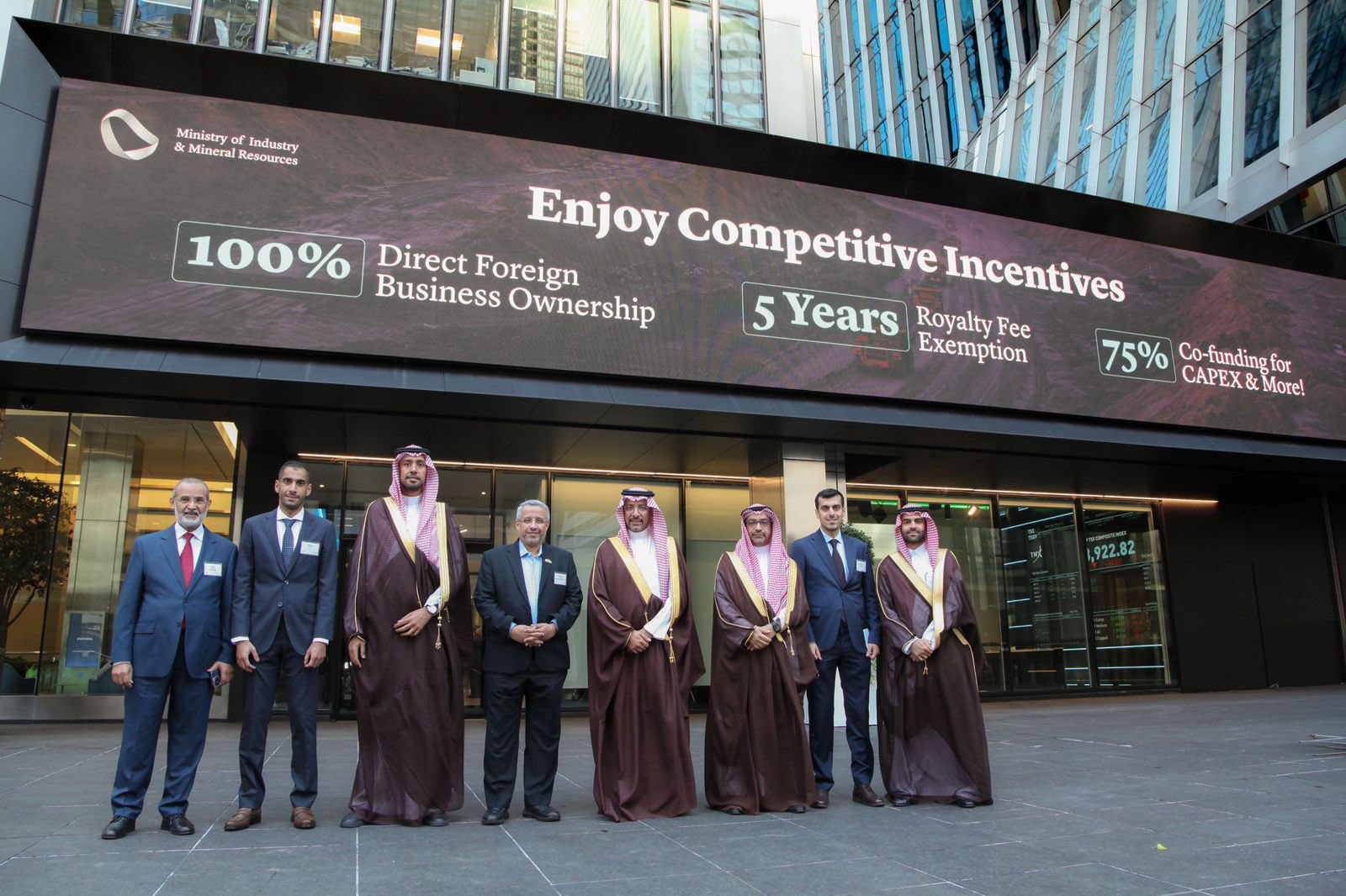 Minister of Industry and Mineral Resources Bandar bin Ibrahim Alkhorayef outside Toronto Stock Exchange. X/@BAlkhorayef