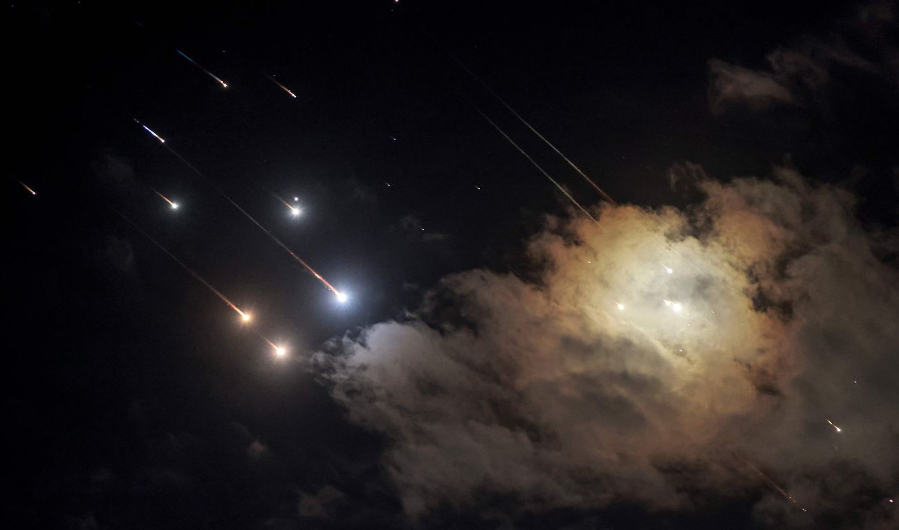 This picture shows projectiles being intercepted by Israel above Jerusalem on October 1, 2024. (AFP)