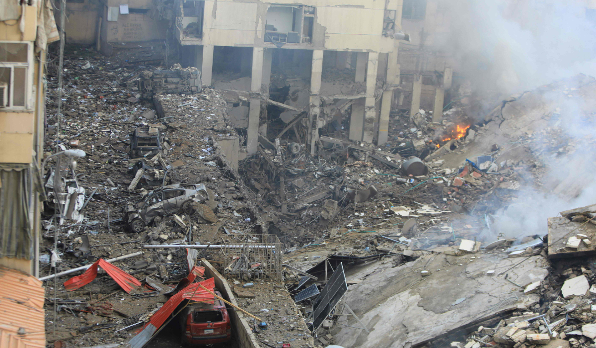 A picture shows a view of the destruction at the site of an overnight Israeli airstrike on the Laylaki neighbourhood in Beirut's southern suburbs on October 1, 2024. (AFP)