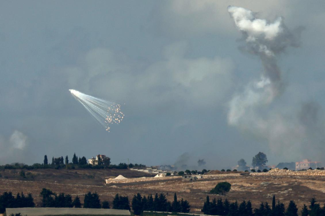 A picture taken from northern Israel along the border with southern Lebanon shows smoke billowing above the Lebanese village of Yaroun during Israeli bombardment on Oct. 2, 2024. (AFP)