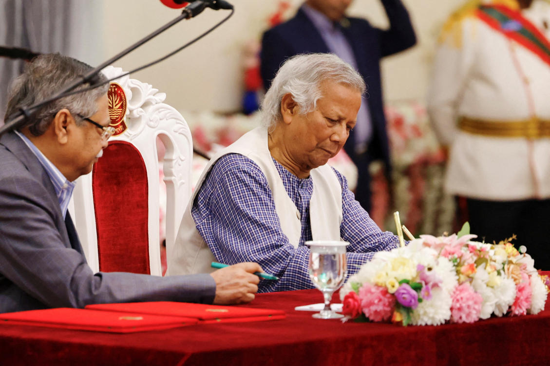 Political upheaval in the South Asian nation ushered in the interim government led by Nobel Peace laureate Muhammad Yunus, right. (Reuters)